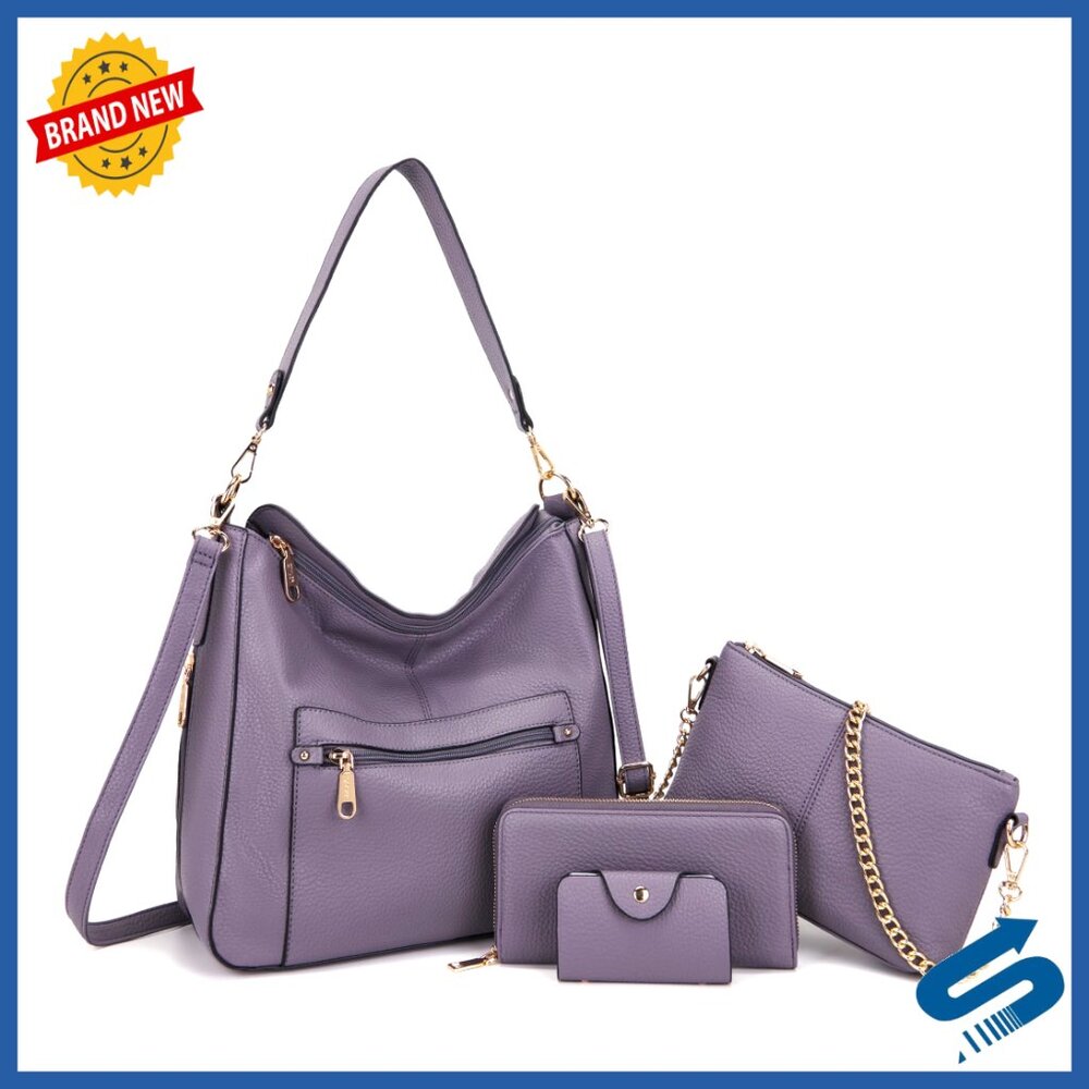 Crossbody Shoulder Tote Hobo Handbag Set With Matching Wallet 4PCS